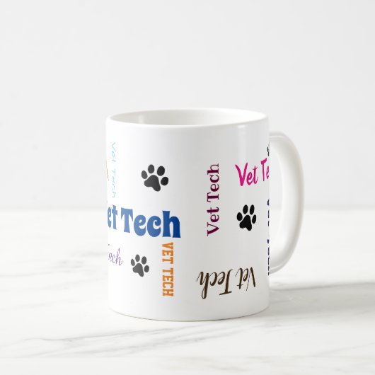 Mug plaque papier vet tech (Devant droit)