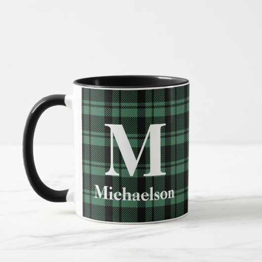 Mug Plaque verte et noire avec nom de monogramme (Gauche)