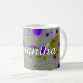 Mug Plaques de peinture moderne violet jaune Abstrait (Devant droit)