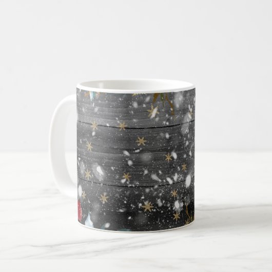 Mug Plaques en bois de Noël Floral (Devant gauche)