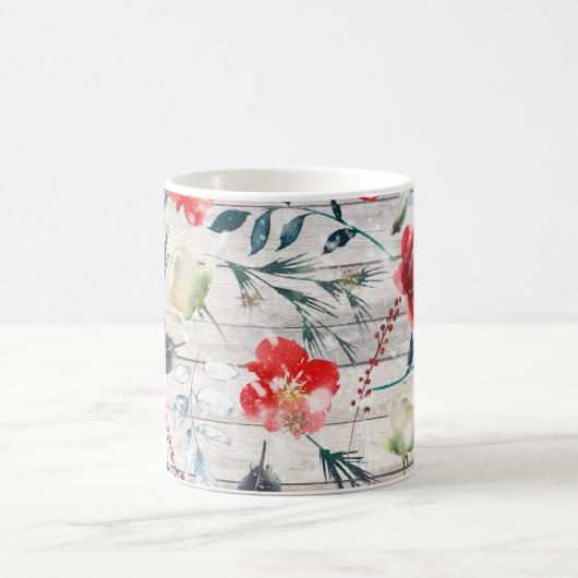 Mug Plaques en bois de Noël Floral (Centre)