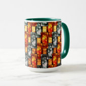Mug Plaques rectangulaires rouges sculptées et tachées (Devant droit)