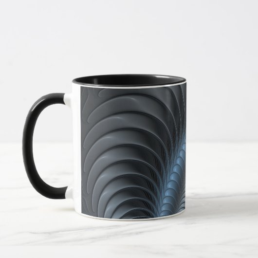 Mug Plastique bleu gris 3D Fractal Art moderne Abstrai (Gauche)
