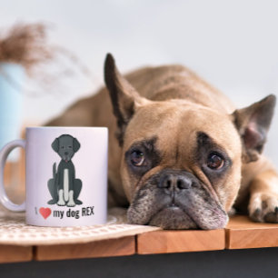 Mug Plat Amusant Je Coeur Mon Chien Personnalisé Whims