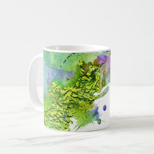Mug Plat d'aquarelle bleu turquoise moderne (Devant gauche)