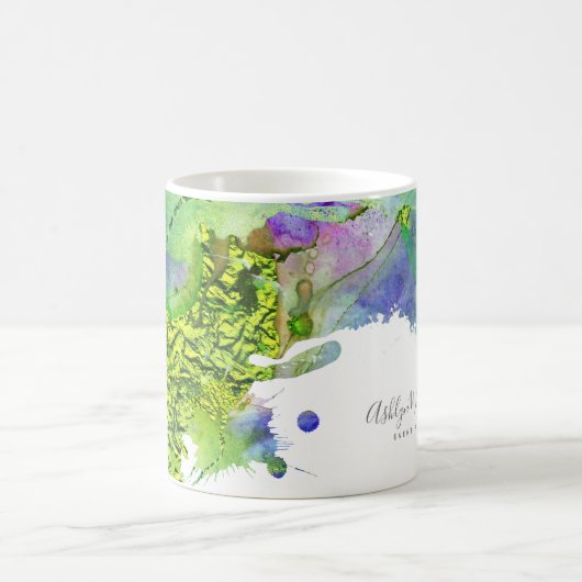 Mug Plat d'aquarelle bleu turquoise moderne (Centre)