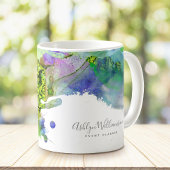 Mug Plat d'aquarelle bleu turquoise moderne