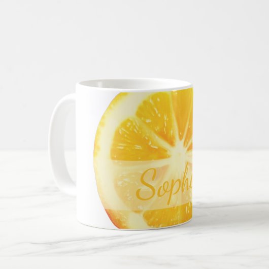 MUG PLAT FUN BRILLANT LÉMON FRUITS JAUNE DIMENSION PER (Devant gauche)