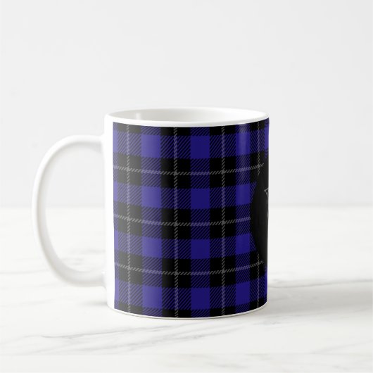 Mug Plat noir bleu monogramme (Gauche)