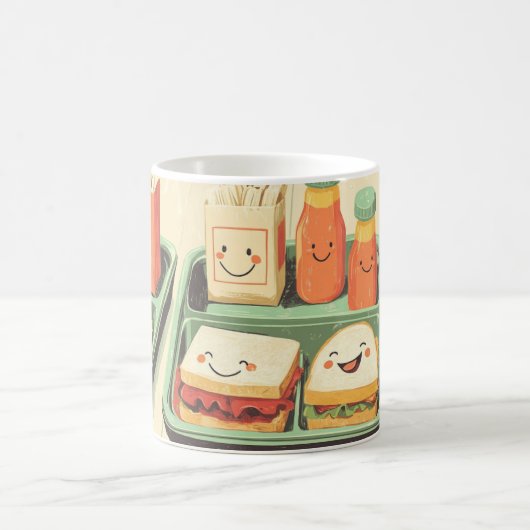 Mug plate de déjeuner scolaire illustrée dans un style (Centre)