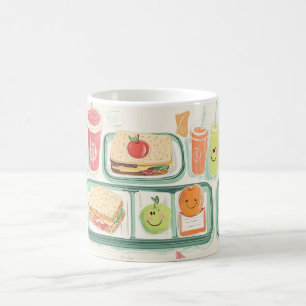 Mug plate de déjeuner scolaire illustrée dans un style