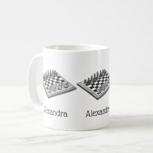 Mug Plateau de Jeu d'Échecs et Pièces d'Échecs Art Vin