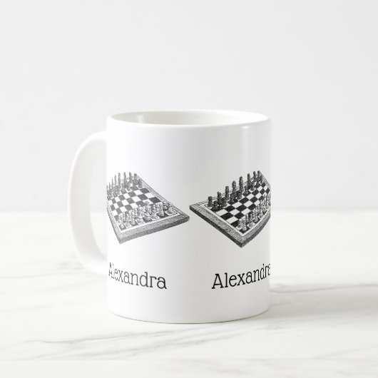 Mug Plateau de Jeu d'Échecs et Pièces d'Échecs Art Vin (Devant gauche)
