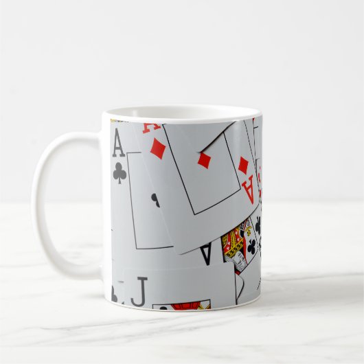 Mug Plateau De Motif De Cartes De Jeu Éparpillées, (Gauche)