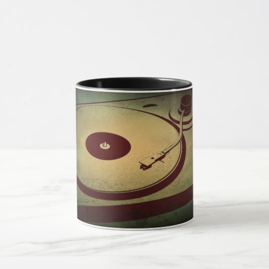 Mug Platine Tourne-Disque Rétro Grunge Cool (Centre)