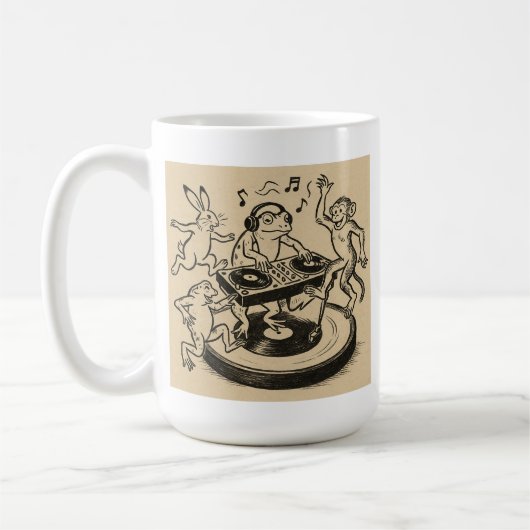 Mug Playful Animals in Traditional Japanese Scroll-Sty (Gauche)