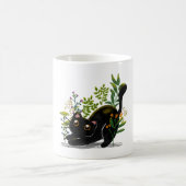 Mug Playful Black Cat with Flowers – Cute Botanical (Centre)