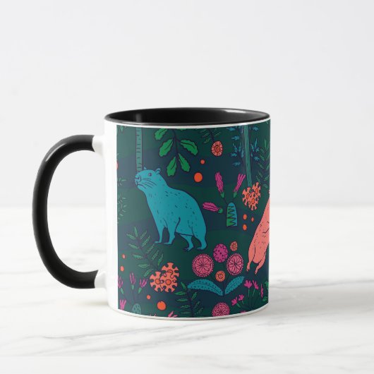 Mug Playful Capybara in the Forest – Tropical Seamless (Gauche)