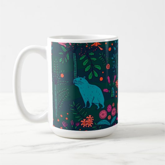 Mug Playful Capybara in the Forest – Tropical Seamless (Gauche)