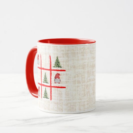 Mug Playful Christmas Trees and Gnome Tic Tac Toe Card (Devant gauche)