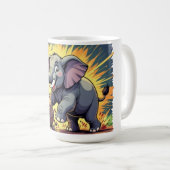 Mug Playful Elephant Pushing a Rock – Fun Cartoon Anim (Devant droit)