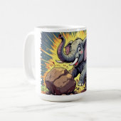 Mug Playful Elephant Pushing a Rock – Fun Cartoon Anim (Devant gauche)