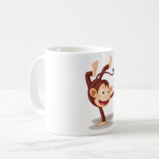 Mug Playful Monkey Doing a Handstand Cute Animal (Devant gauche)