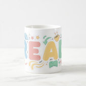 Mug Playful Pastel Bubble "READ" Sticker Style (Centre)