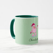 Mug Playful Poodle Dog Ice Skating Pistachio Green (Devant gauche)