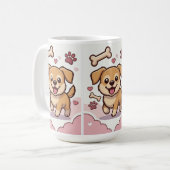 Mug Playful Puppy Joy – Cute Cartoon Dog in Pastel  (Devant gauche)