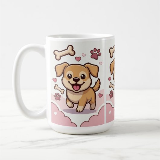 Mug Playful Puppy Joy – Cute Cartoon Dog in Pastel  (Gauche)