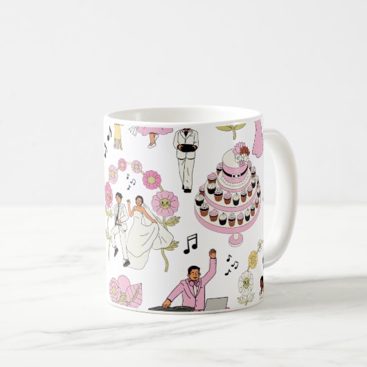 Mug Playful Wedding Celebration Illustrative Pattern (Devant droit)