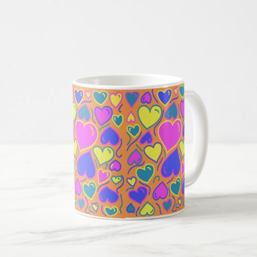 Mug Plein de coeurs colorés (Devant droit)