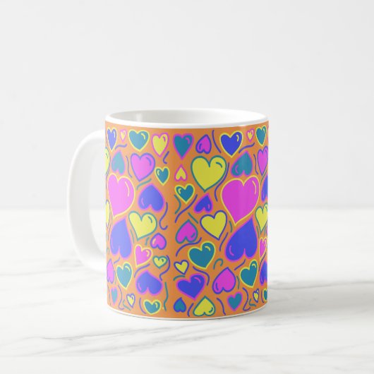 Mug Plein de coeurs colorés (Devant gauche)