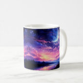 Mug Pleine lune Céleste Étoiles Nuages Mystique Violet (Devant droit)