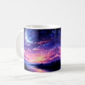 Mug Pleine lune Céleste Étoiles Nuages Mystique Violet (Devant gauche)