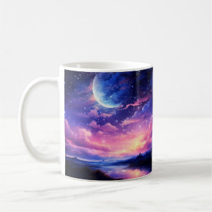 Mug Pleine lune Céleste Étoiles Nuages Mystique Violet