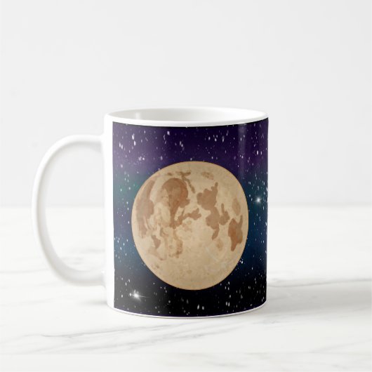 Mug Pleine lune dessinée à la main et étoiles étincela (Gauche)