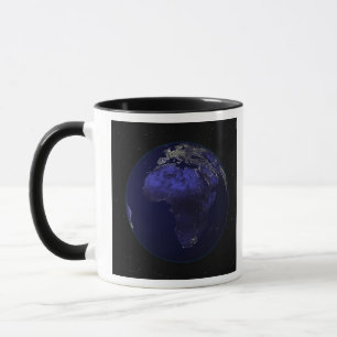 Mug Pleine Terre la nuit montrant l'Afrique et l'Europ