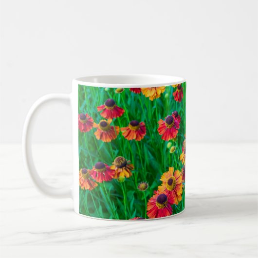 Mug Pléthore d'Heléniums rouges et orange (Gauche)