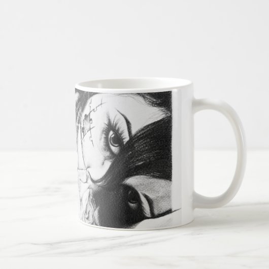 Mug Pleurant fille avec rose dessin surréaliste (Droite)