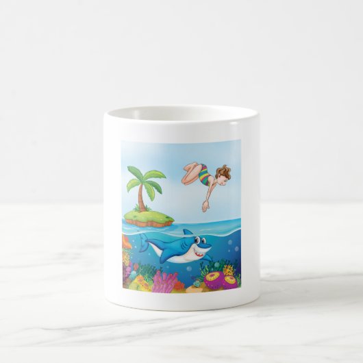 Mug Plongée Dans L'Océan Aimable Requin Coral Reef (Centre)