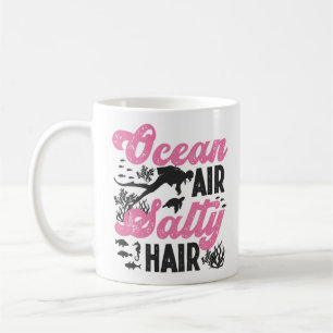 Mug Plongée plongée Plongée Ocean Air Salty Cheveux