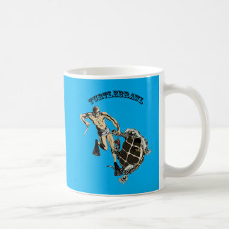 Mug Plongeur vintage combattant une tortue sur un URM