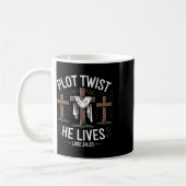 Mug Plot Twist He Lives Cross Funny Christian Easter D (Gauche)