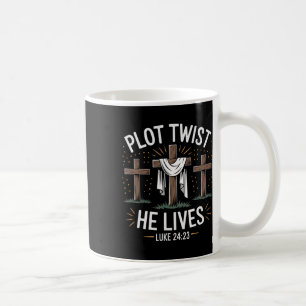 Mug Plot Twist He Lives Cross Funny Christian Easter D