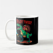 Mug Plot Twist Turkey Riding Dinosaur T-rex Funny Than (Gauche)