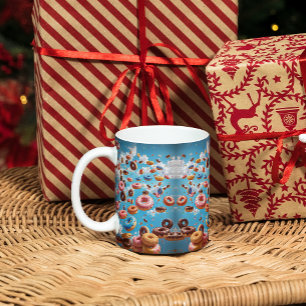 Mug Pluie avec ciel bleu et beignets colorés