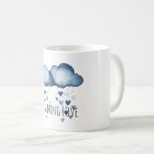 Mug Pluie d'Amour Nuages Bleus Cœurs (Devant droit)