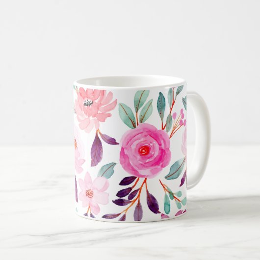 Mug Plum Lilac à fleurs roses (Devant droit)